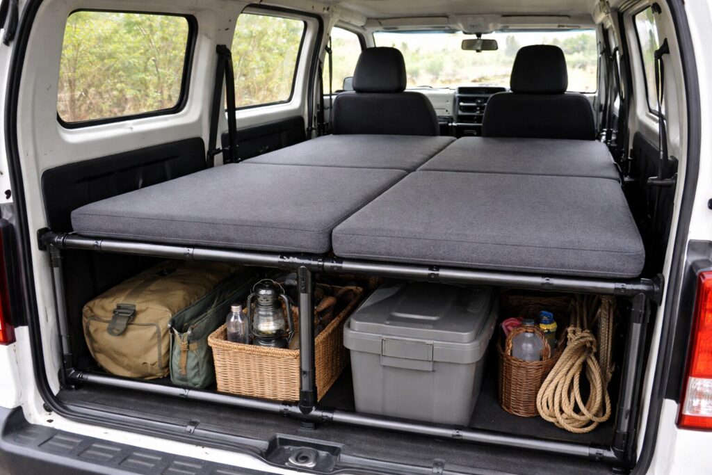 イレクターパイプ等で組んだベッドキットのイメージ